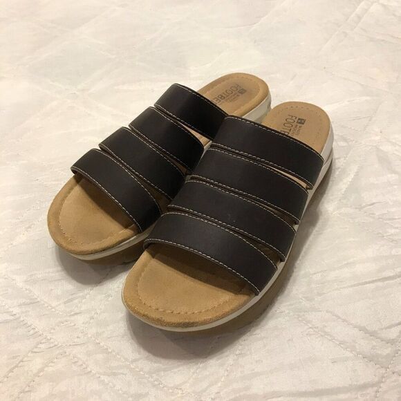 White Mountain Fascinate Footbeds Black‎ Wedge Sandals Womens size 8.5 - Picture 1 of 5